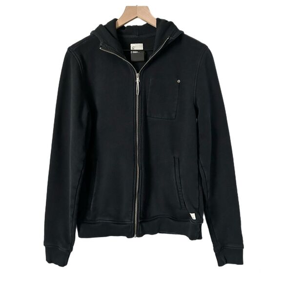 Vuori Men's Seaside Zip Up Hoodie in Black Organic Cotton Blend Size Small - Picture 2 of 8